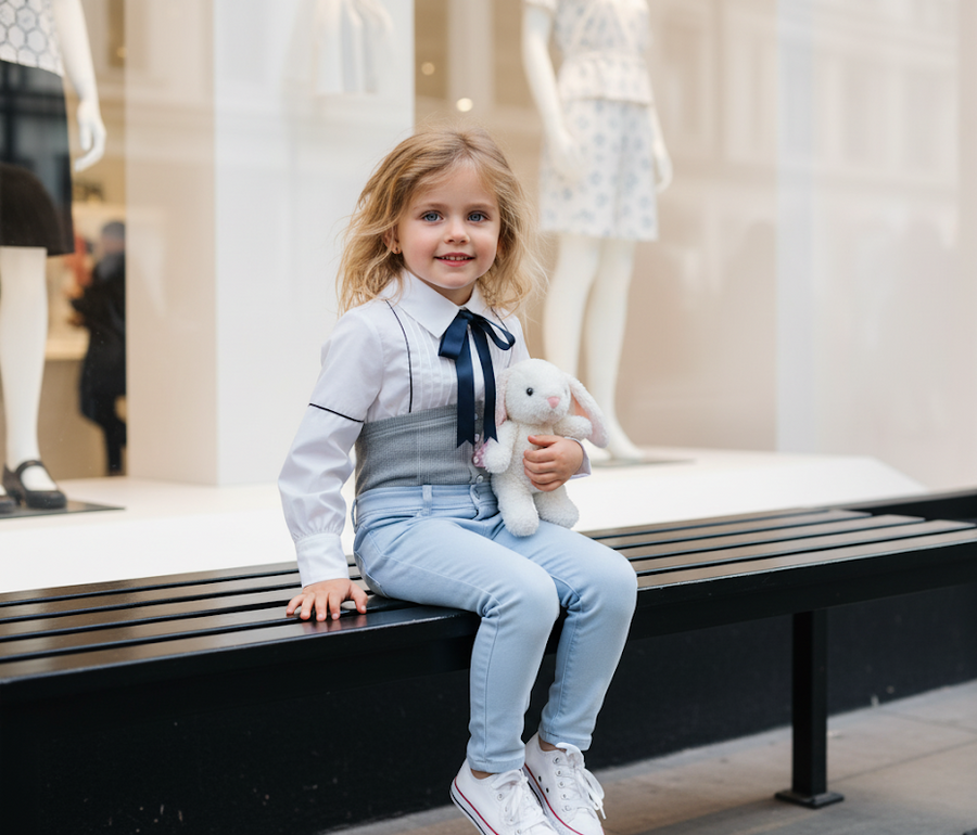 Vintage Cotton Bow Blouse for Girls (2–10 Years) | Elegant Flower Girl & Everyday Essential