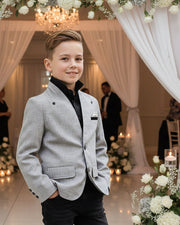 Grey V-Neck Blazer for Boys – A Refined Jacket for Ceremonies & Everyday Elegance (Ages 3–9)