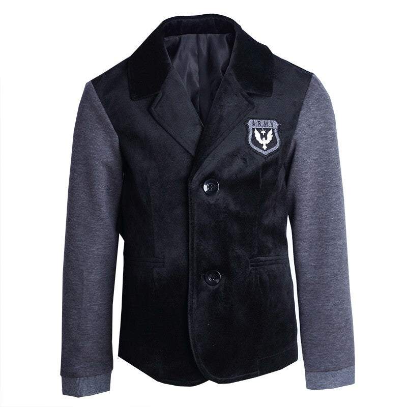 Boys white grey velvet blazer stylish casual short jacket for kids ages 3-7 years autumn spring
