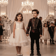 Luxury boys embroidered tuxedo blazer in velvet with intricate detailing for weddings and formal events ages 4 to 14