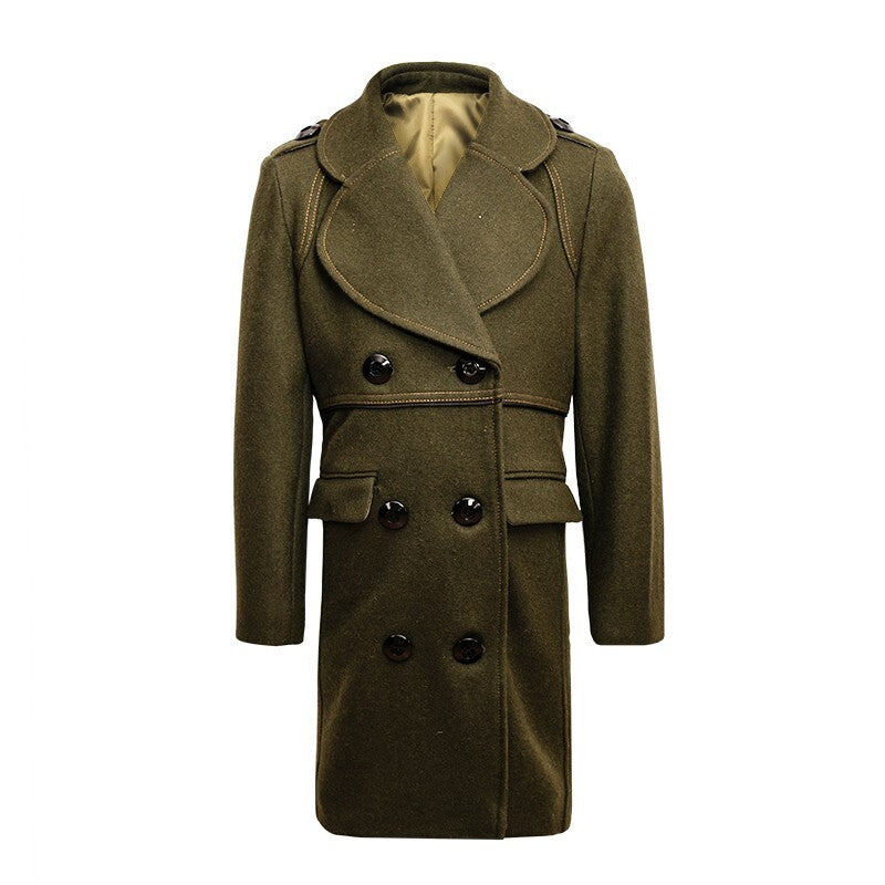Children's Winter Double Breasted Wool Coat Thick Warm Military Jacket 3-12 Year