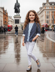 Girls cream cotton blazer short casual jacket for kids aged 6-12 years