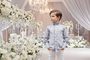 Boys Vintage Light Blue & Grey Shirt (3–14 Years) | Smart Casual, School & Wedding Shirt