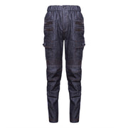 Boys wearing navy blue and black stretch denim casual jeans aged 4 to 12 years