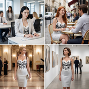 White Satin Corset & Dusty Blue Pencil Skirt Set – Embroidered Elegant 2-Piece Outfit
