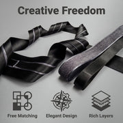 Elegant Black & Charcoal Ribbon Trio Set – Luxury Satin & Woven Decorative Ribbon Bundle for Fashion, Gift Wrapping & Event Styling
