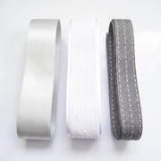 Elegant Silver, White & Grey Ribbon Trio Set – Luxury Satin, Woven & Grosgrain Decorative Ribbon Bundle