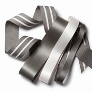 Elegant Charcoal & Cream Ribbon Trio Set – Luxury Satin & Cotton Decorative Ribbon Bundle for Fashion & Gift Styling
