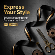 Elegant Black & Gold Ribbon Trio Set – Luxury Satin, Grosgrain & Metallic Decorative Ribbon Bundle for Fashion & Gift Styling