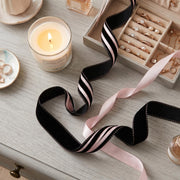 Elegant Black Velvet & Pink Satin Ribbon Trio Set – Luxury Lace Trim Decorative Ribbon Bundle for Fashion & Gift Styling