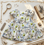 Girls Puff Sleeve Floral A-Line Dress (1–9 Years) | Vintage Princess Party & Occasion Dress