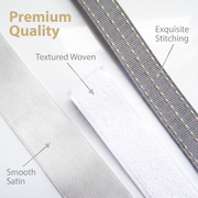 Elegant Silver, White & Grey Ribbon Trio Set – Luxury Satin, Woven & Grosgrain Decorative Ribbon Bundle
