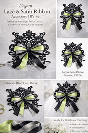 Elegant lace and satin ribbon set with vintage-inspired bows and soft satin finish for wedding and DIY styling