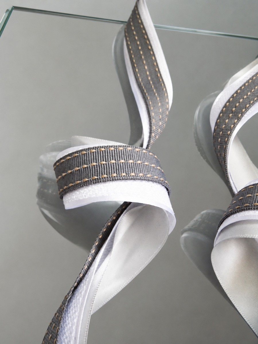 Elegant Silver, White & Grey Ribbon Trio Set – Luxury Satin, Woven & Grosgrain Decorative Ribbon Bundle