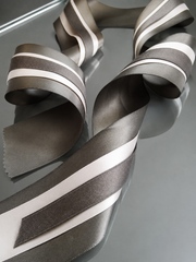 Elegant Charcoal & Cream Ribbon Trio Set – Luxury Satin & Cotton Decorative Ribbon Bundle for Fashion & Gift Styling