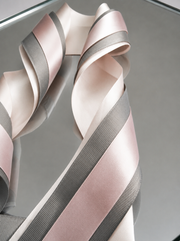 Elegant Cream, Grey & Pink Satin Ribbon Trio Set – Luxury Decorative Ribbon Bundle for Fashion & Gift Styling