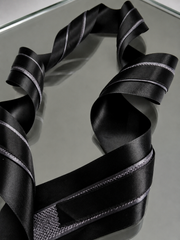 Elegant Black & Charcoal Ribbon Trio Set – Luxury Satin & Woven Decorative Ribbon Bundle for Fashion, Gift Wrapping & Event Styling