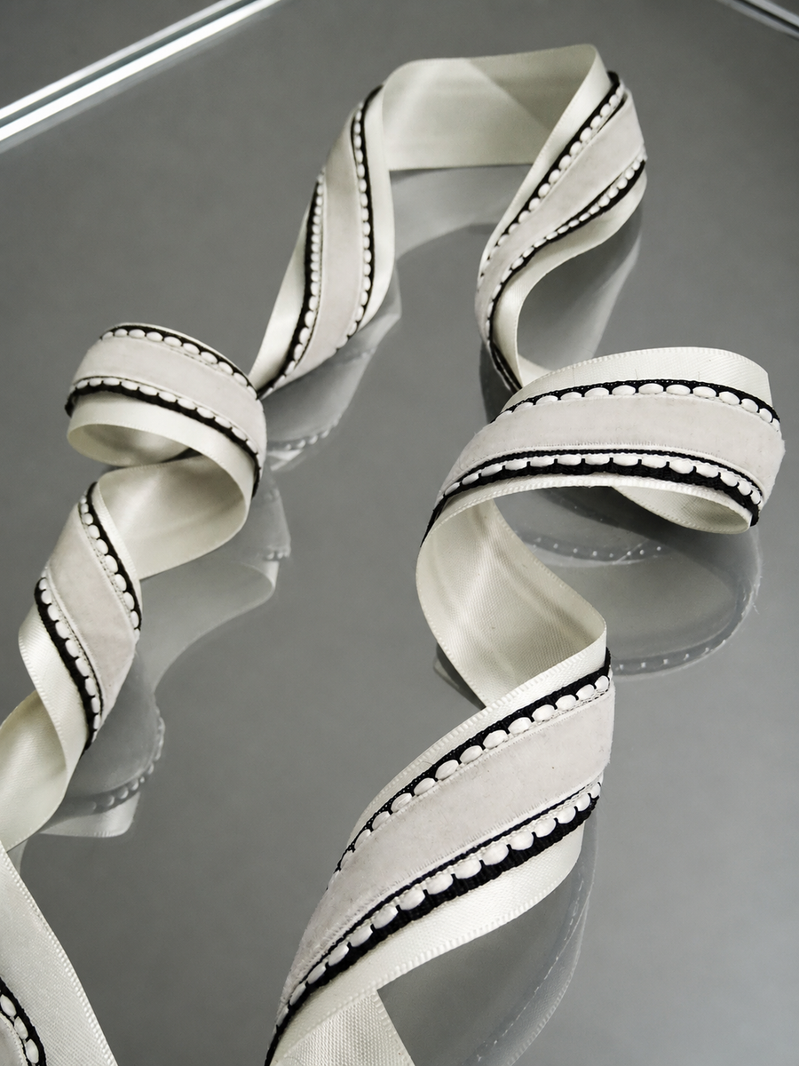 Elegant Ribbon Trio Set – Butter Yellow Satin, Black Ribbon with White Trim & Cream Velvet Decorative Ribbon for Gift Wrapping, Fashion Styling & Luxury DIY Crafts