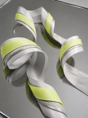 Elegant Silver Grey & Neon Yellow Ribbon Trio Set – Luxury Satin, Woven & Grosgrain Decorative Ribbon Collection