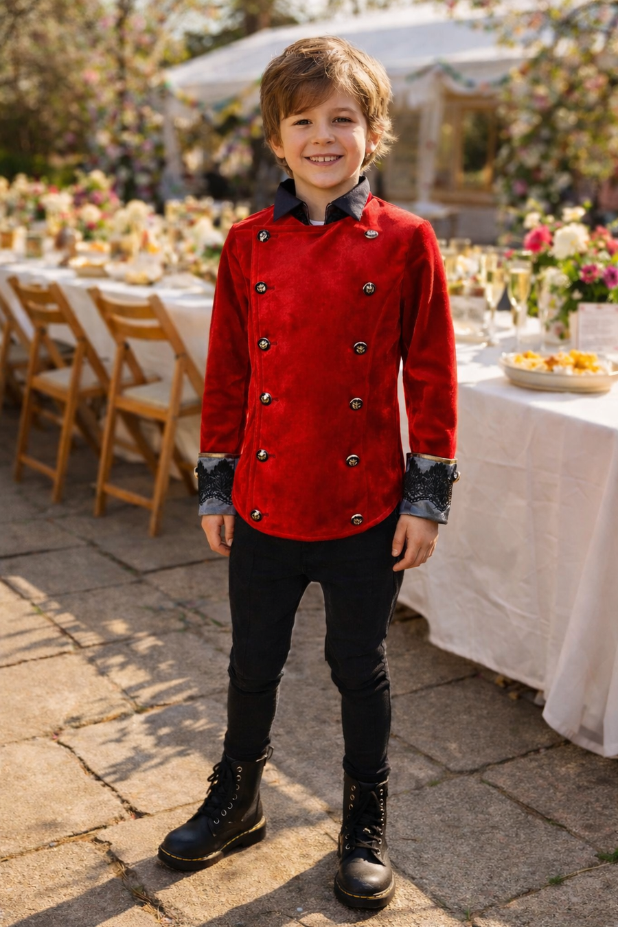 Boys Velvet Tails Tuxedo Blazer 3-12Y Slim Fit Formal party Jacket christmasBoys Velvet Tailcoat Tuxedo Blazer (3–12 Years) | Vintage Military Style Page Boy Jacket