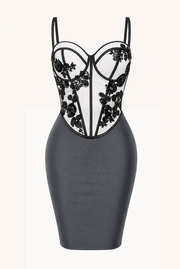 Sheer Embroidered Corset Top & High-Waist Pencil Skirt Set – Elegant Two-Piece Outfit for Work, Evening & Modern Feminine Styling