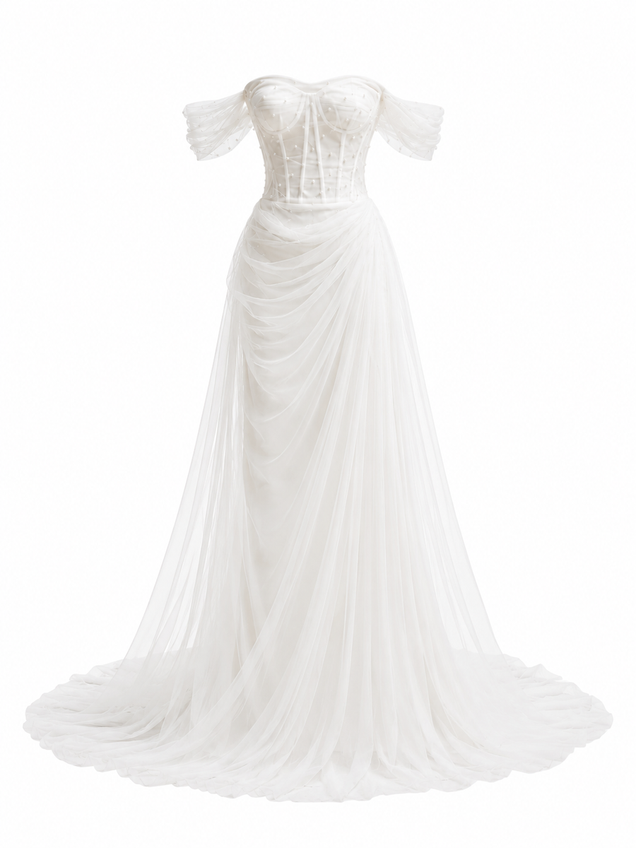 One Shoulder Light Wedding Dress New Forest Fairy Reception Outdoor Travel Photography Mermaid French Bridal Engagement Gown