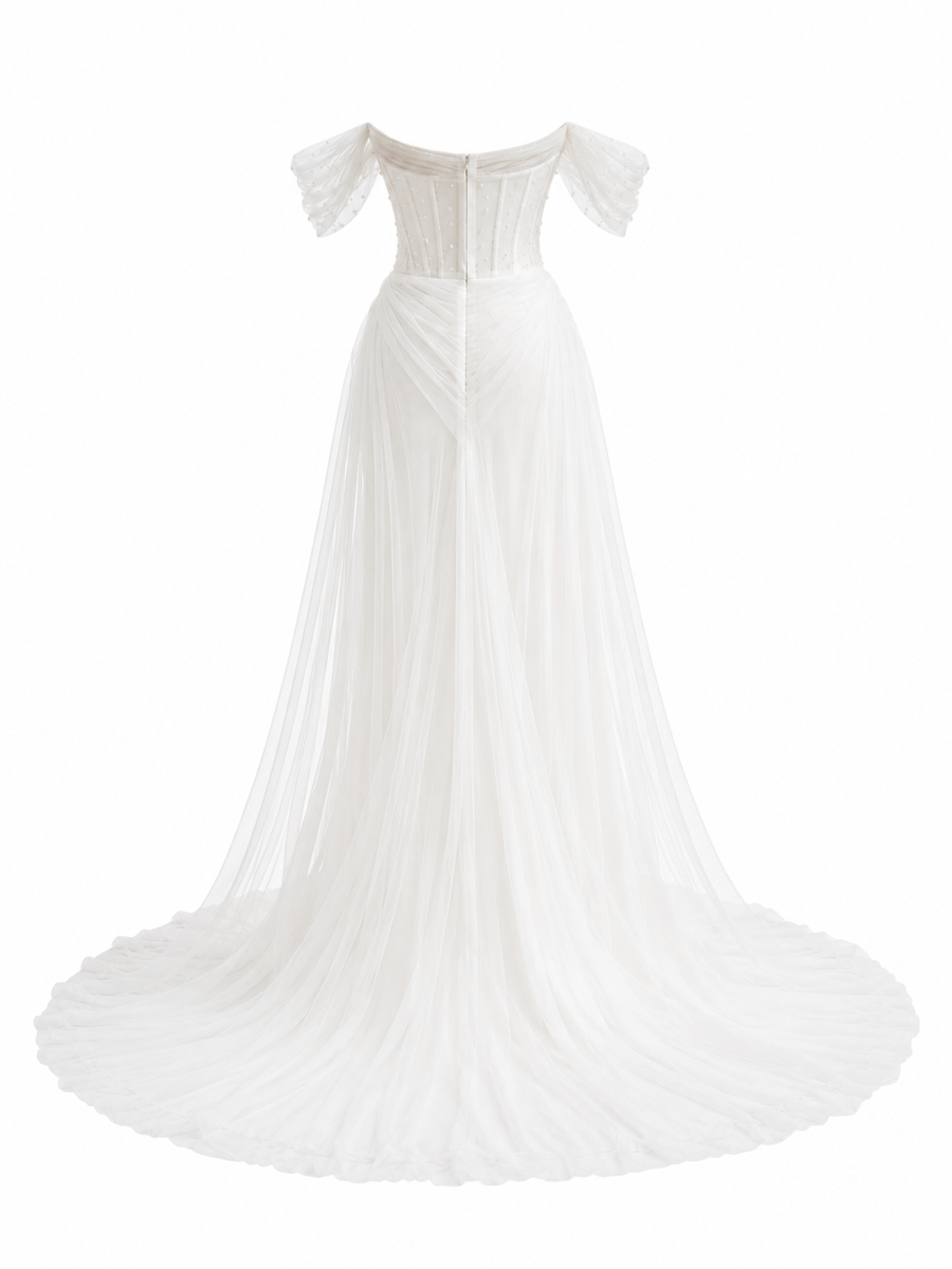 One Shoulder Light Wedding Dress New Forest Fairy Reception Outdoor Travel Photography Mermaid French Bridal Engagement Gown