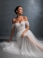 One Shoulder Light Wedding Dress New Forest Fairy Reception Outdoor Travel Photography Mermaid French Bridal Engagement Gown