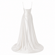 Pearl Strap Satin Backless Maxi Dress - Luxury Draped Silk Feel Evening Gown