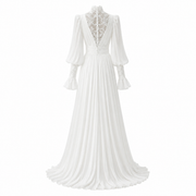 Celestial Lace Formal wedding dress with vintage high neck chiffon and embroidered lace details