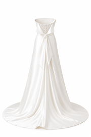 Ivory Satin Strapless Wedding Gown - Minimalist Couture Bridal Dress with Sculpted Silhouette