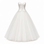 Ivory Strapless Corset Tulle Dress - Vintage Arc-Front Bridal Midi Gown