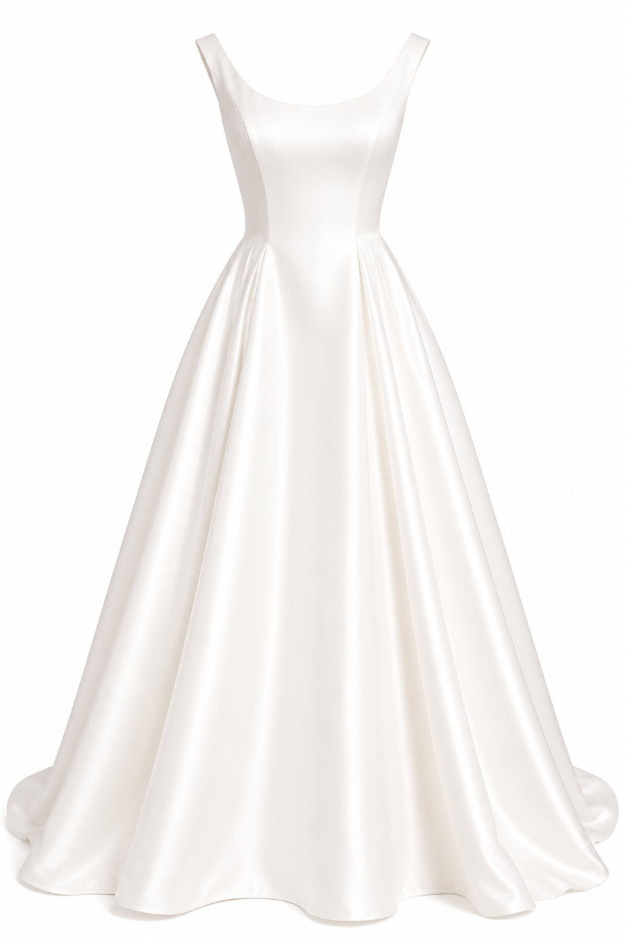 Elegant satin backless wedding dress with minimalist open back and flowing train