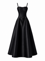 Midnight Satin Corset Gown - Sculpted Waist Floor-Length Evening Dress