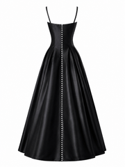 Midnight Satin Corset Gown - Sculpted Waist Floor-Length Evening Dress