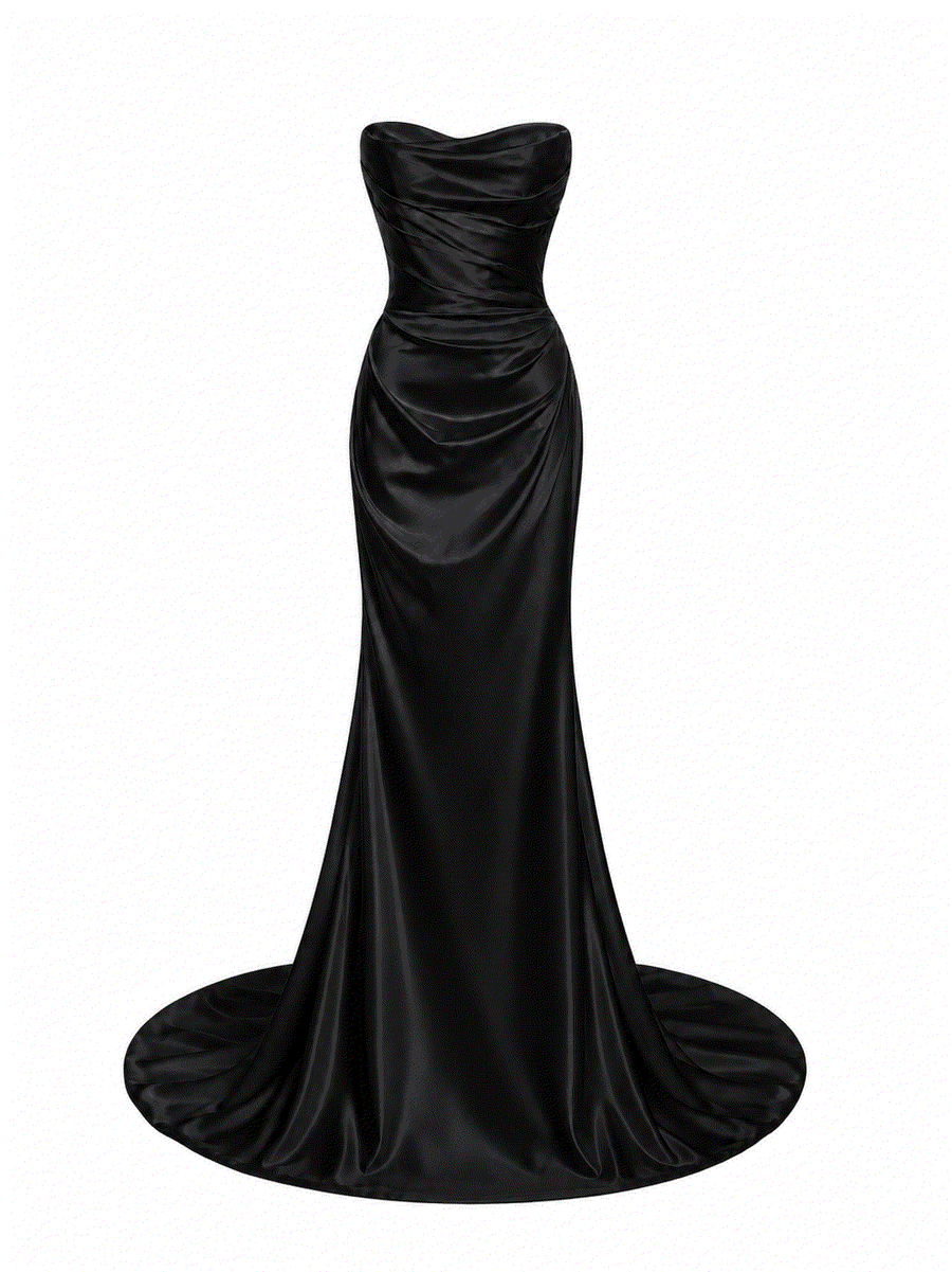 Ivory satin draped elegant wedding guest dress with minimalist bridal maxi gown and smooth sculpted silhouette