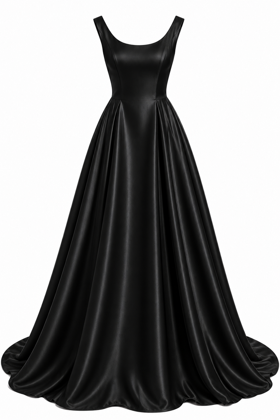 Elegant satin backless wedding dress with minimalist silhouette and flowing train