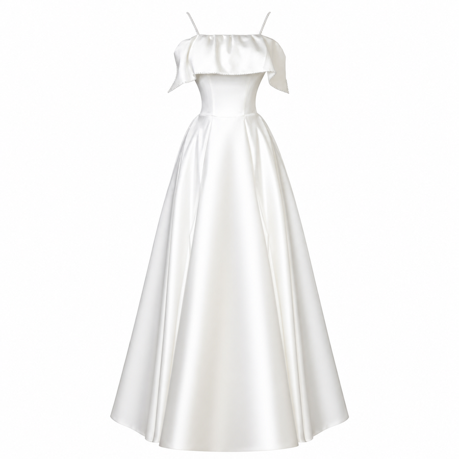 French Style Light Wedding Dress Strapless Satin Bridal Gown Petite Bride Elegant Reception Dress for Wedding
