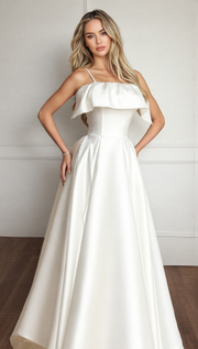 French Style Light Wedding Dress Strapless Satin Bridal Gown Petite Bride Elegant Reception Dress for Wedding