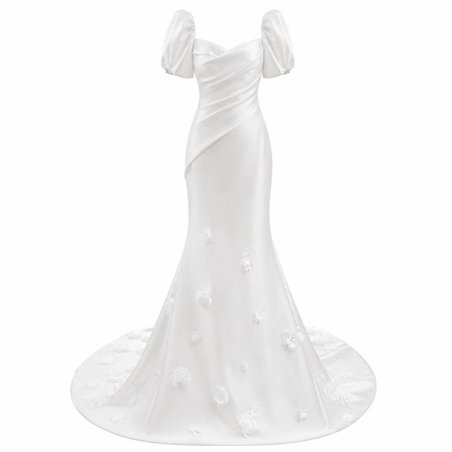 Postmodern Vintage Elegance - Sculpted Satin with a Bold Feminine Silhouette