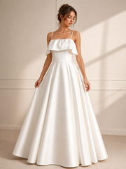 French Style Light Wedding Dress Strapless Satin Bridal Gown Petite Bride Elegant Reception Dress for Wedding