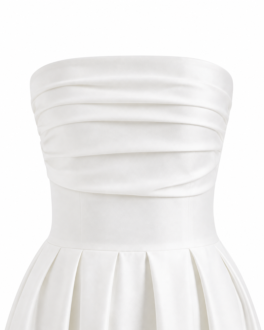 Strapless Draped Midi Dress - Effortless Elegance in Motion