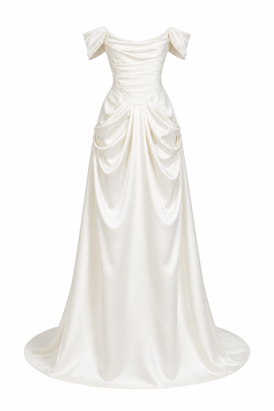 Vintage Off Shoulder Satin Wedding Dress | Old Money Bridal