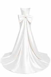 Sculpted Strapless Satin Gown - Minimalist Back Bow Mermaid Wedding Dress
