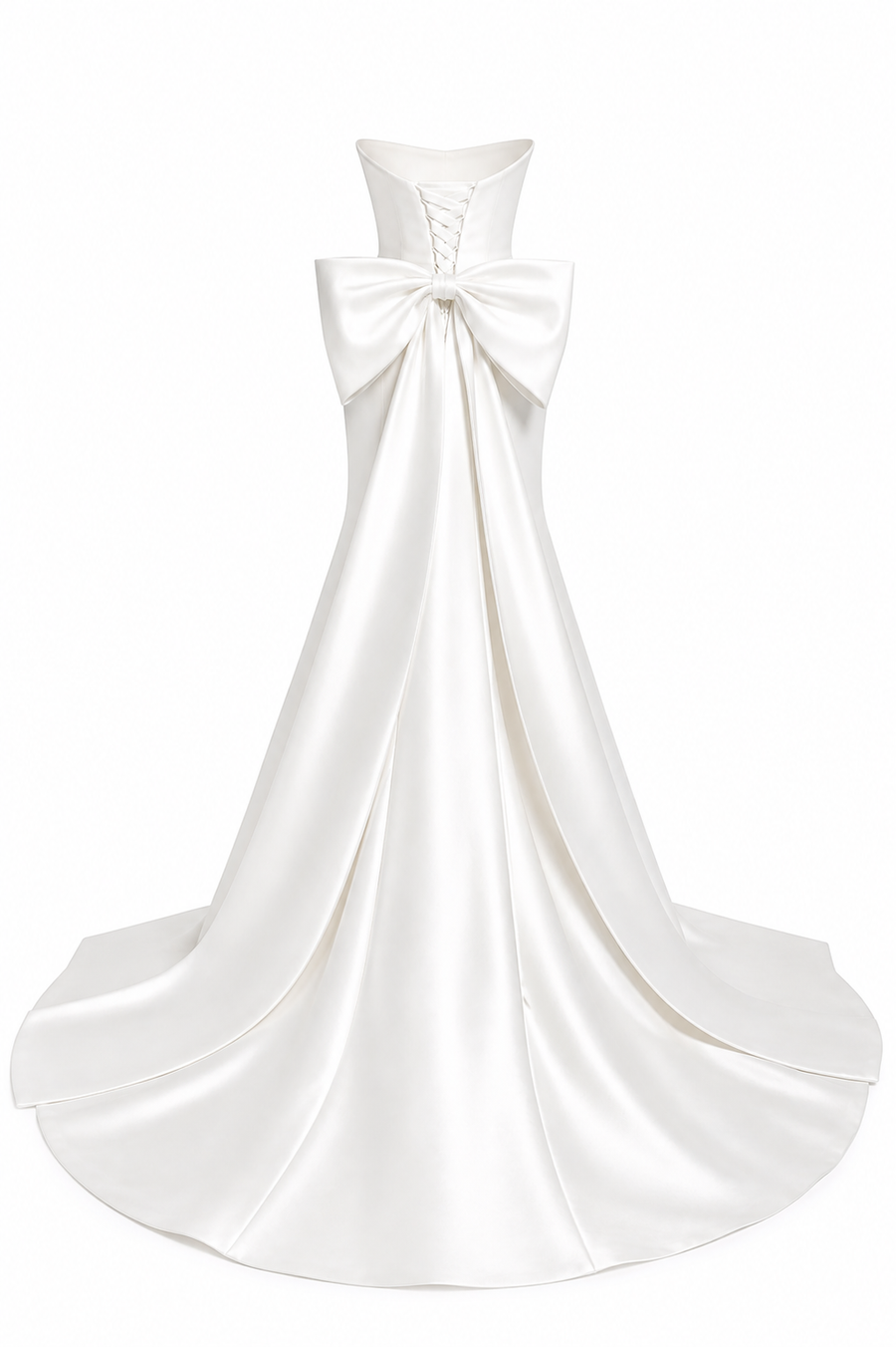 Sculpted Strapless Satin Gown - Minimalist Back Bow Mermaid Wedding Dress