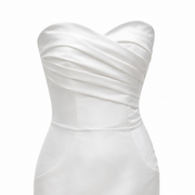 Ivory Sculpted Mermaid Wedding Gown - Strapless Floral Train Bridal Dress