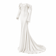Ivory Satin Off-Shoulder Mermaid Wedding Dress - Minimalist Couture Bridal Gown