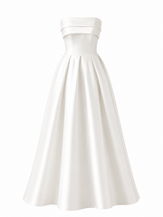 Minimalist Satin Strapless A-Line Gown - Modern Couture Evening Dress