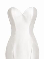Elegant sculpted satin mermaid dress with sweetheart neckline and contoured silhouette for formal wedding guests