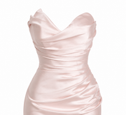 Blush Satin Mermaid Dress - Elegant Sculpted Evening Silhouette